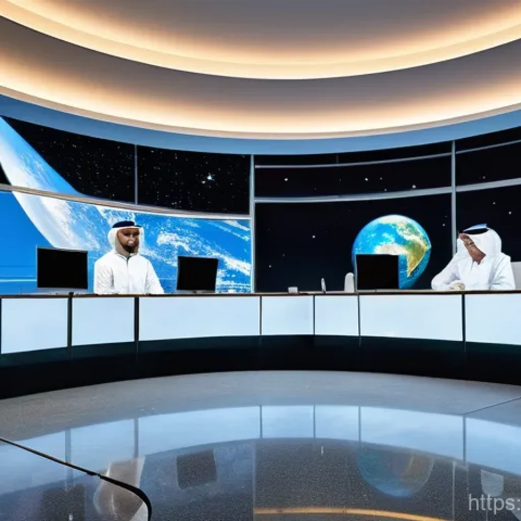 바레인의 과학 기술 연구 - A futuristic, sleek space agency building in Bahrain, with traditional Islamic architectural influen...