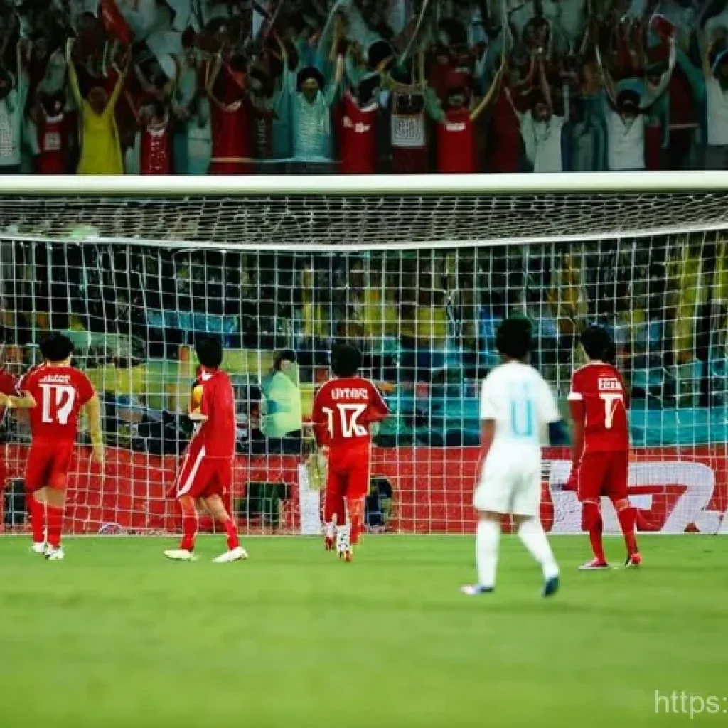바레인의 유명한 사건 - **Prompt for 2007 Asian Cup 'Bahrain Shock'**:
"A vibrant, emotionally charged football stadium ...