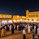 Home 10 바레인의 국제 페스티벌 - **Prompt 1: Vibrant Bahraini Night Festival - A Cultural Melting Pot**
A wide shot of a bustling...